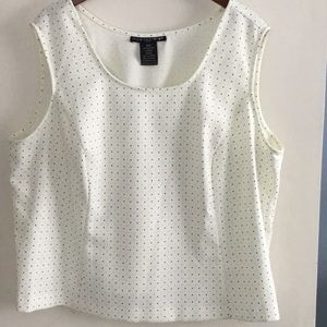 Madison Leigh Cream top w/tan & black dots